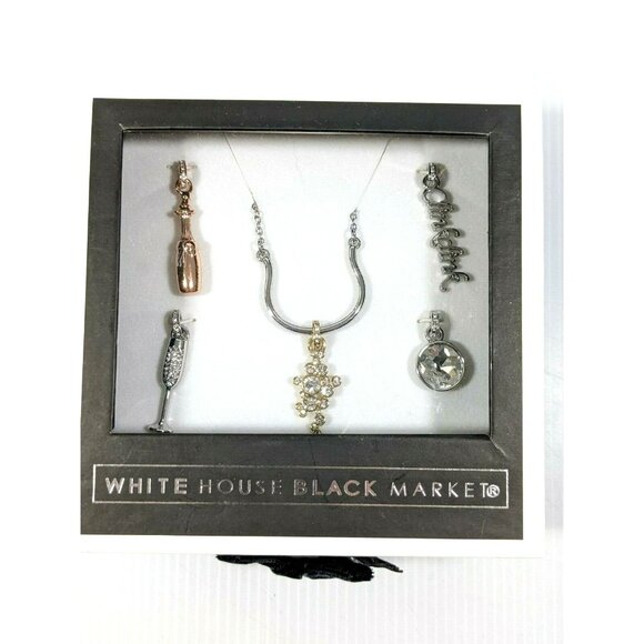 WHBM White House Black Market Silvertone New Years Crystal Necklace Set Goldtone - Picture 1 of 7